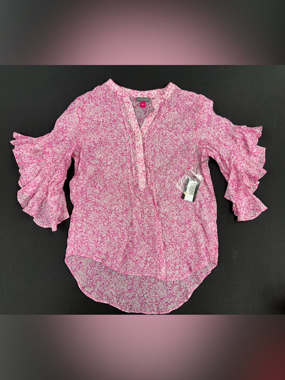 Pink Floral Ruffled Sleeve Blouse